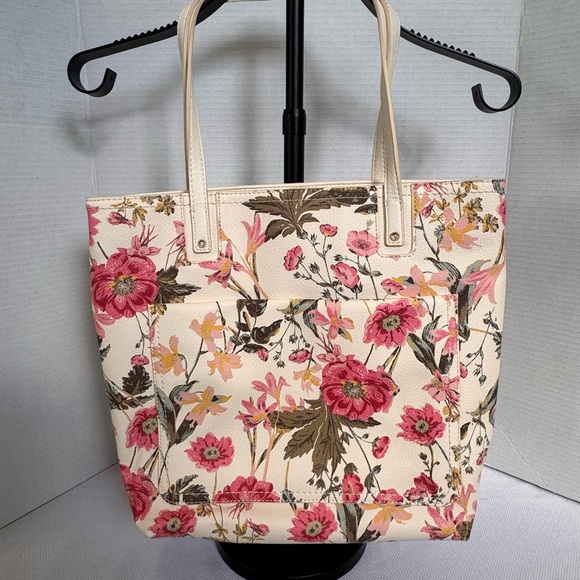 LC Lauren Conrad Handbags - Lauren Conrad Floral Tote Bag Cream Pink Large Shoulder Purse